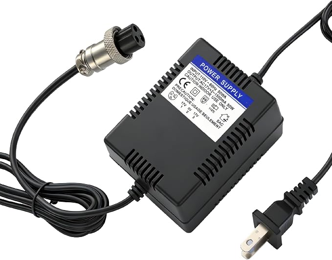 MSMJFSA AC 17V x2 Mixer Power Supply for Yamaha MG10XU 3-Pin Adapter | 3-pin 1500mA adapter for Yamaha MG10XU, MG82X, MG16, MG166C/CX, F4/F7/6FX, PA-10, and Alesis MultiMix 8 USB.
