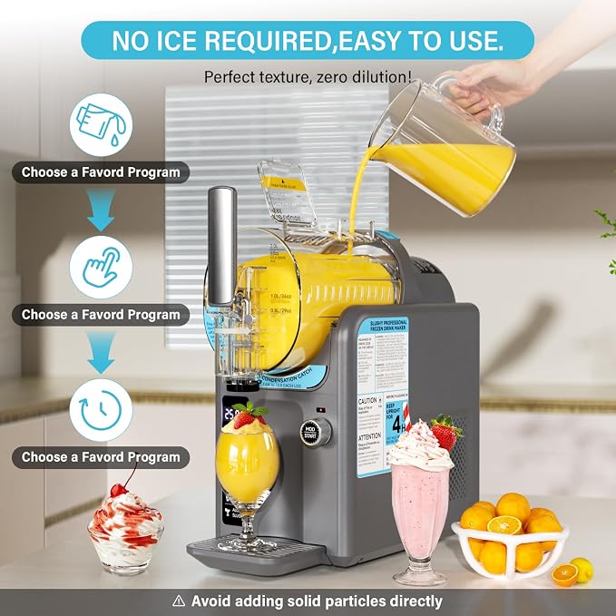 Ice Cream Machine Frozen Drink Maker, Slushie Machine for Home - Slushy Machine Maker No Ice Needed Self Cleaning, 5 Preset for Soft Serve Ice Cream, Slushie, Margarita, Frappés, Milkshake