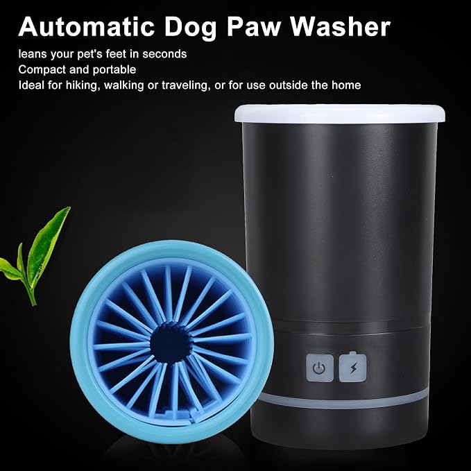 Automatic Dog Paw Cleaner, Soft Electric Washer Cup, USB Rechargeable, Portable, for Small to Medium Dogs and Cats, Black White