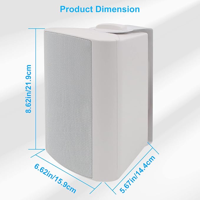 Herdio 4 Inches Passive Indoor Outdoor Speakers Waterproof Wired 200 Watt with Powerful Bass,Wall Mount Speakers for Patio Garage Covered Deck