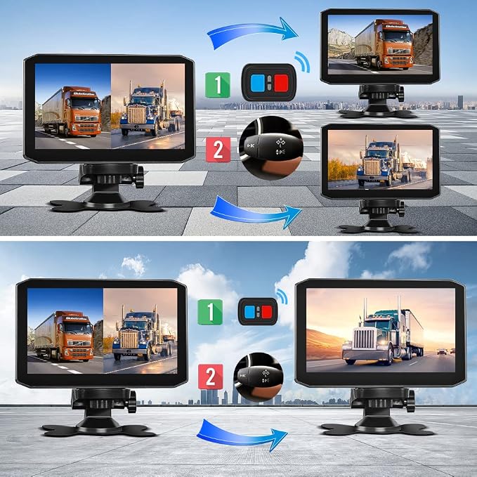 VSYSTO 4CH Truck Dash Cam 360 Surveillance DVR Recorder Backup Camera w/GPS 7.0'' Monitor Waterproof 1080P Front & Side (Left/Right) & Rear View IR Night Vision for Vehicles Semi Truck Trailers