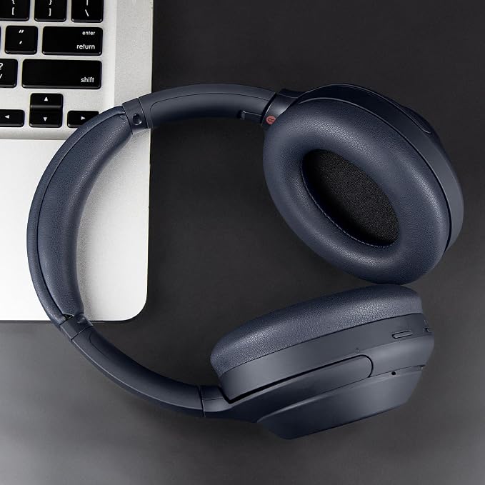 SOULWIT Ear Pads Cushions + Headband, Replacement Kit for Sony WH-1000XM4 (WH1000XM4) Over-Ear Headphones, Replacement Headstrap Pad & Earpads Repair Part - Navy Blue