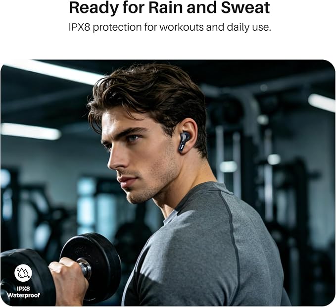 TOZO T20 Wireless Earbuds, Bluetooth 5.3 Headphones with 97H Playtime, IPX8 Waterproof, Dual Mic ENC Call Noise Cancelling, Deep Bass Sound, LED Display, Wireless Charging Case