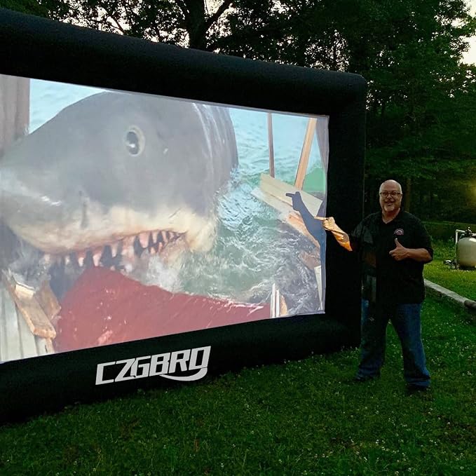 CZGBRO Inflatable Projector Screen - 20FT Outdoor Movie Screen Blow Up for Movie Parties Backyard Outside with Air Blower and Carry Bag, Front and Rear Projection