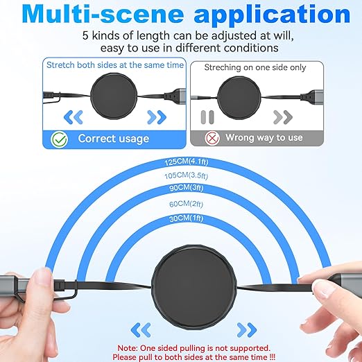 Multi Charging Cable for Samsung & Apple Devices - 100W Retractable USB-C to Lightning Fast Charger, Compatible with iPhone, iPad, Galaxy Watch 7/6