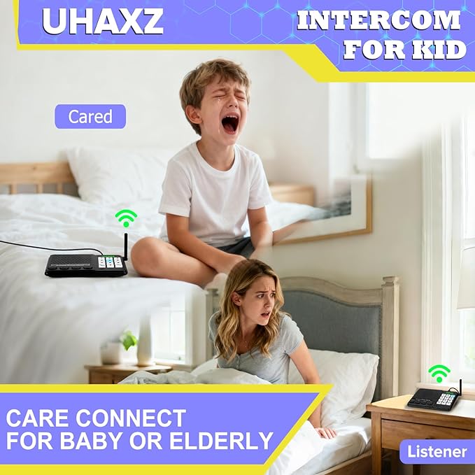 Intercoms Wireless for Home, Long Range Wireless Intercom 6000ft, Intercoms for Home with Group Call, Clear Sound, 8 Volume Levels Intercom System for House Business Office Elderly(2 Packs)