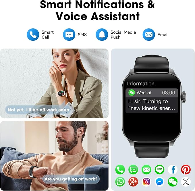 Smart Watches for Men Women, 1.91" HD Curve Screen Smartwatch (Answer/Make Call), Activity Fitness Tracker with Heart Rate Sleep Monitor Pedometer, 100+ Sport Modes, Smart Watch for Android iPhone