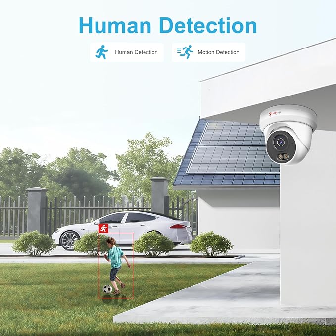 Anpviz 5MP PoE Camera, Full Metal Turret Security IP Camera Outdoor Wired, Smart Dual Light Color Night Vision, AI Human Motion Detection, Built-in Mic, NDAA, Requires NVR, NOT Work Independently