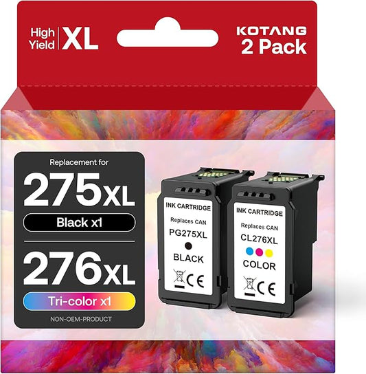 PG-275XL CL-276XL Ink Replacement for Canon 275 and 276 Ink Cartridges Remanufactured 275 276 XL Ink Work with TS3722 TR4720 TS3700 TR4700 TS3522 TR4722 TS3500 TS3720 TS3700 TS3520 TR4723 Printers