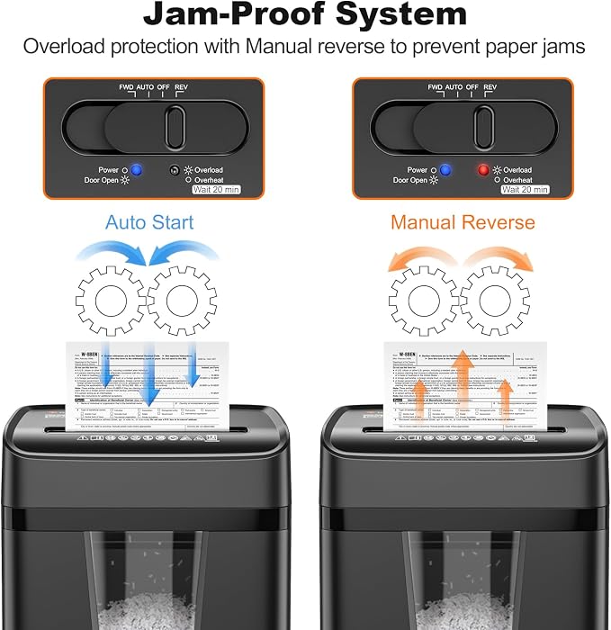 Bonsaii 12-Sheet Micro-Cut Paper Shredders for Home Office, Heavy Duty Document Shredder with 5.5 Gallon Pullout Bin for CD/Credit Card/Staple, 30 Mins Continuous Run Time, P-4 High Security