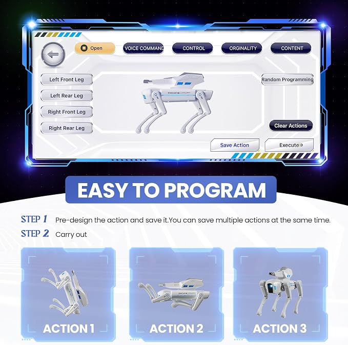 cxjoigxi Smart Robot Dog Toy, Interactive STEM Robotic Pet with Blaster, Voice & Remote Control, App Programming, 30+ Actions, Bionic Walking, RC Dog Birthday Gifts for Kids Boys Girls Age 6+