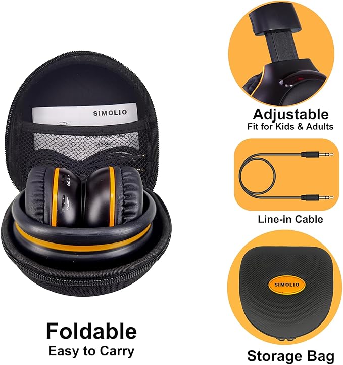 SIMOLIO 3 Pack Wireless IR Headphones for Honda & Odyssey, CR-V, Accord, Pilot, Ridgeline, RDX, MDX, with Carrying Cases/AUX Cord, Share Port, 2 Channel Folding IR Car DVD Replacement Headsets