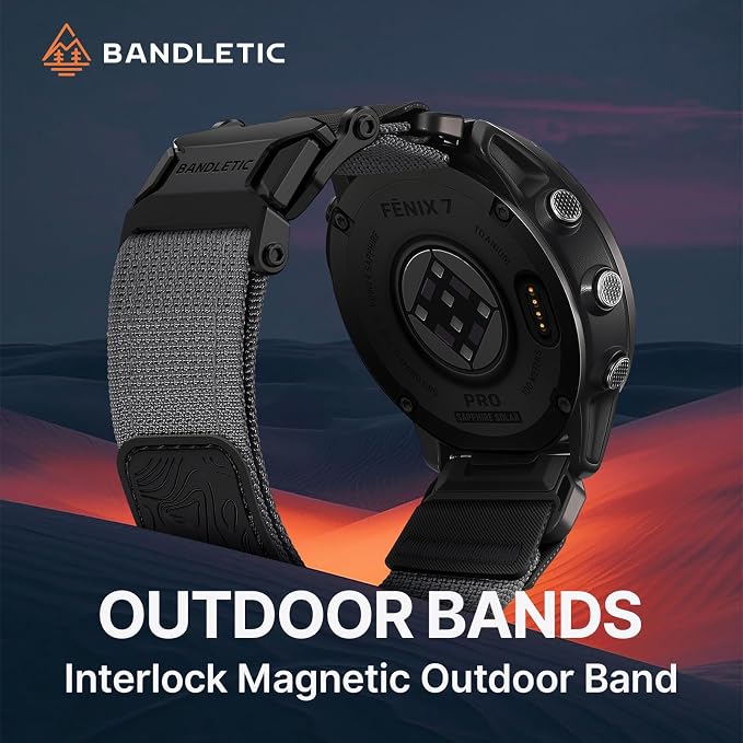 Bandletic Magnetic Bands Compatible with Garmin Fenix 6 Watch Band, 22mm Quick Fit Strap for Instinct E&3 45mm/2/Fenix E/8 47mm/7/6/5/Forerunner 970/965/955/Epix 2/Tactix & Quatix 8-47mm/Descent G2