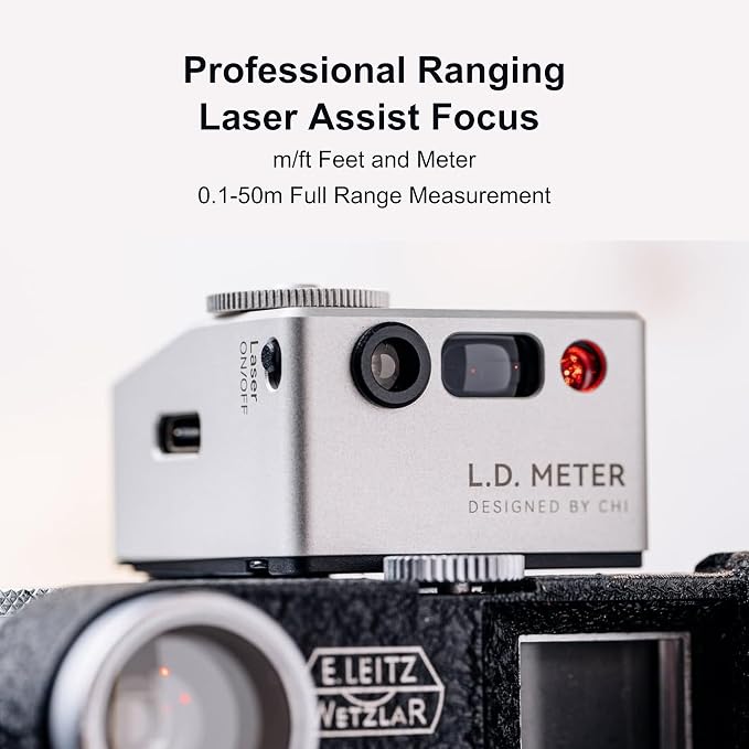 CHI L.D. Light Meter Pro - Precise Camera Rangefinder with Lighting and Laser Distance Measure for Leica and Vintage Cameras Film Photography (Silver)