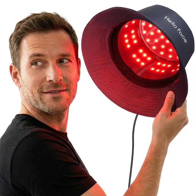 Red Light Therapy Hair Growth Cap, 336 Chips 660nm & 850nm Near Infrared, Discreet Fisherman Hat Design Fits Up to 24.4 Inches, Professional Red Light Therapy for Full Scalp Coverage