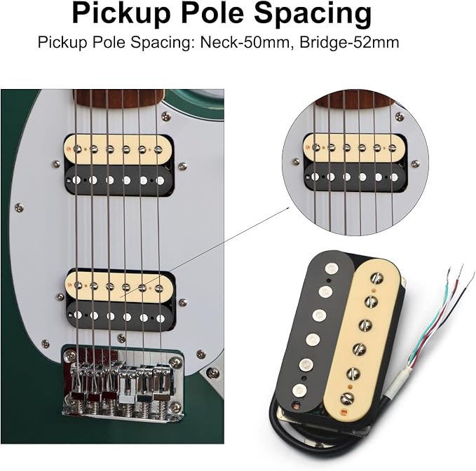 SAPHUE Alnico 2 Electric Guitar Pickup N-50 7-8K/B-52 8-9K Humbucker Alnico II Pickup Double Coil Pickup Guitar parts (Zebra)