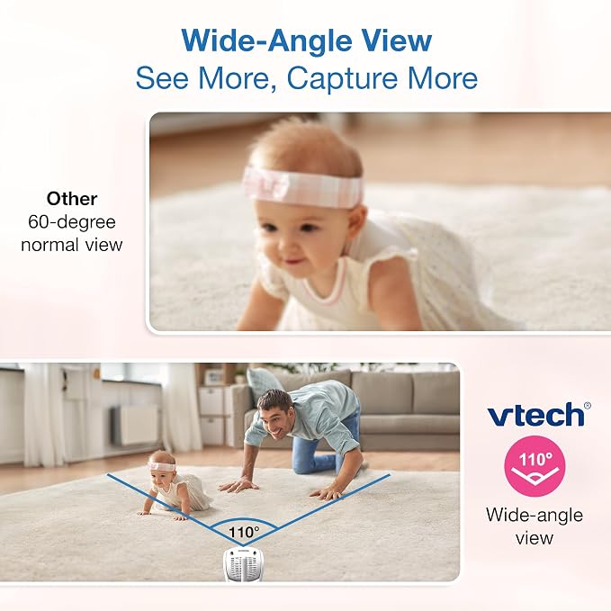 VTech Smart WiFi Baby Monitor, 2 Cameras – See Both Rooms at Home or from Anywhere, Free App, 1080p Split Screen, 5" HD Screen, Pan-Tilt-Zoom, Night Vision | VM901-2