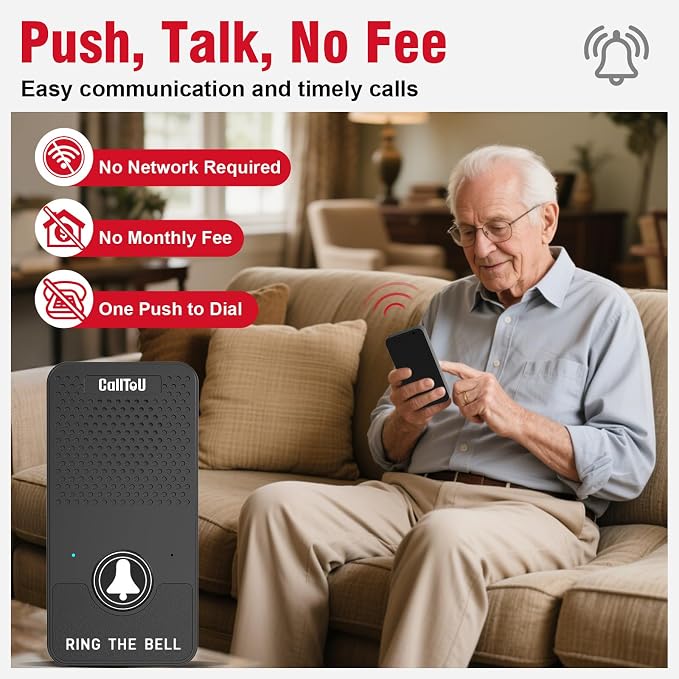 CallToU Full Duplex Intercoms Wireless for Home for Seniors & Caregivers - 500FT Long Range, No Monthly Fee, Waterproof, Easy Install
