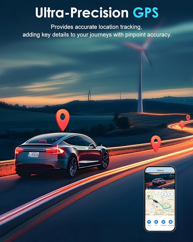 ORSKEY 4K Dash Cam Front and Rear, Free 64GB Card, STARVIS 2 Sensor, 5.8GHz WiFi Dash Camera for Cars, 2160P+1080P Dual Car Camera with GPS, 3" IPS, 24H Parking Mode, WDR, Support 512GB Max