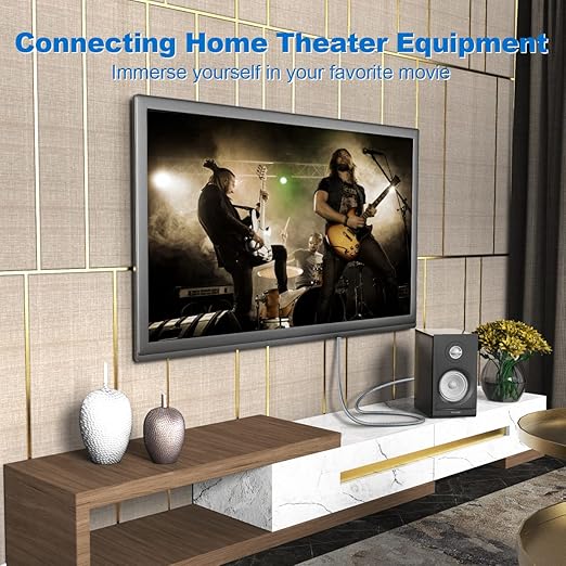 90 Degree Optical Audio Cable 10ft/3M Right Angle Toslink Cable Male to Male 360 Degree Free-Rotating for Home Theater,TV,PS4,Sound Bar,Xbox-Grey