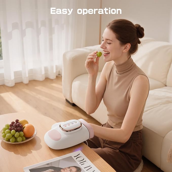Hand Massager with Heat and Compression, Finger Massager, Cordless Deep Relaxation, Gift for Women, Men, Christmas,Pink