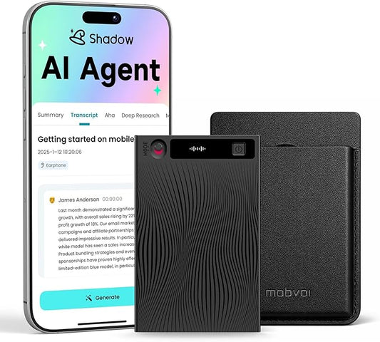 Mobvoi TicNote AI Voice Recorder, AI Transcription & Summary, APP Control, 120+ Languages, Dual-Mode Recording, 64GB Memory, Digital Voice Recorder for Meeting Lecture Call, 2026 New Version