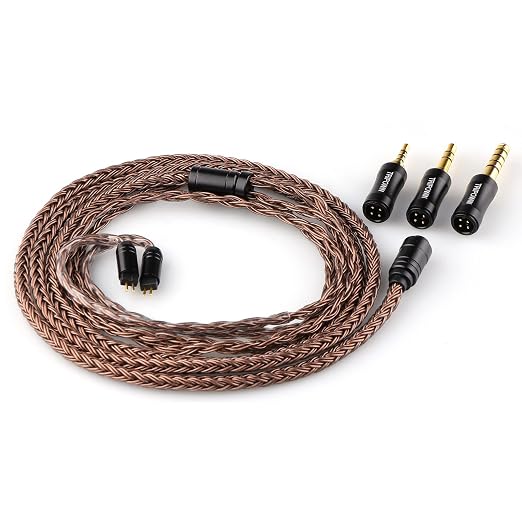 Linsoul Tripowin Amber 32AWG OFC Oxygen Free Cable HiFi IEM Cable with Interchangeable 2.5mm/3.5mm/4.4mm Plug, PVC Sleeve Replacement Cable for Audiophile(2pin 0.78mm)