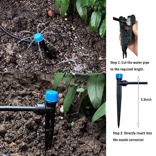 Drip Irrigation System with Water Timer for Garden,Main ID 1/2inch 16.5Ft and 1/4inch 96Ft Water Hose, Watering System Sufficient Water Pressure, Irrigation Dripper Waterflow Evenly Easy DIY Green