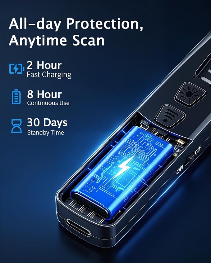 Hidden Camera Detector, Anti-Spy Camera Finder, RF Signal & WiFi Scanner, Hidden Devices Detector GPS Trackers Detector, Portable Privacy Pen Signal Scanner for Hotels, Car, Office, Travel (Black)