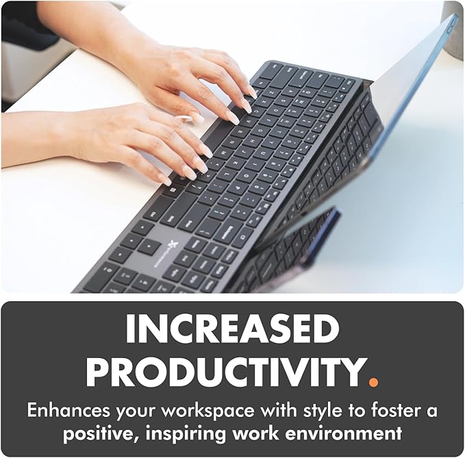 X9 Wireless Keyboard with Phone Holder - Full Size Bluetooth Keyboard with Number Pad, Backlit Wireless Keyboard, Multi-Device for iPad, Tablet, PC, Mac, iPhone, Android - Gray