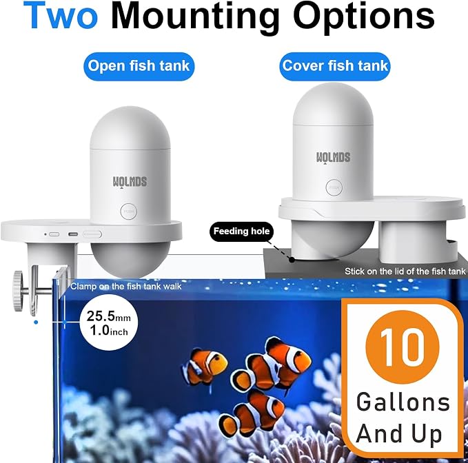 WiFi Automatic Fish Feeder with 2.5K Camera, 2.4/5G Smart App Remote Contro & Vacation Feeding Timer, Precision Aquatic Pet Feeder, 230ML Moisture-Proof Fish Food Dispenser for 10+ Gallon Tank