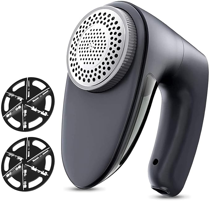 POPCHOSE Fabric Shaver, Rechargeable Lint Remover with 6-Blades and Electrostatic Brush, Dry Brushing Body Brush