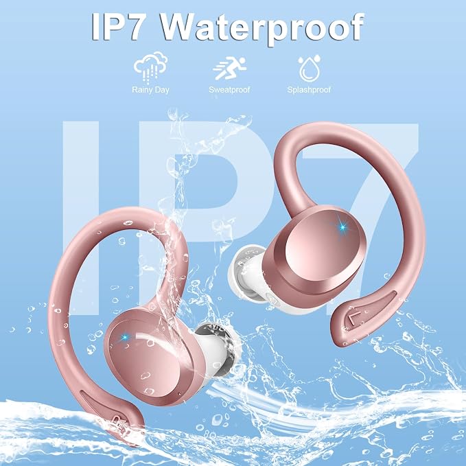 Wireless Earbuds Sport, Bluetooth 5.4 Headphones Bass Hi-Fi Stereo Over Ear Buds, 56Hrs CFZNoise Cancelling Headset with Earhook, IP-X7 Waterproof Earphones Workout Running for Laptop Pad Android iOS