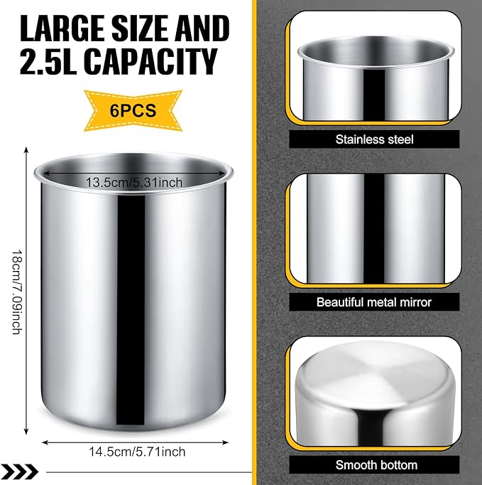 Domensi 6 Pcs Wine Chiller Bucket 750 ML Champagne Bucket Stainless Steel Wine Chillers for Bottles Keeps Cold for Hours Cooler Insulated Champagne Beer Ice Bucket