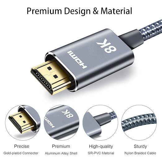 LEADSTAR HDMI Cable Fiber Optic 8K 4K 75 ft, 8K 60Hz / 4K 120Hz, 48Gbps High Speed Long HDMI 2.1 Cord Braided | Ultra HD, HDR10, 2160p, eARC, 3D, HDCP 2.2 | for Xbox, PS5, TV, Laptop, Monitor