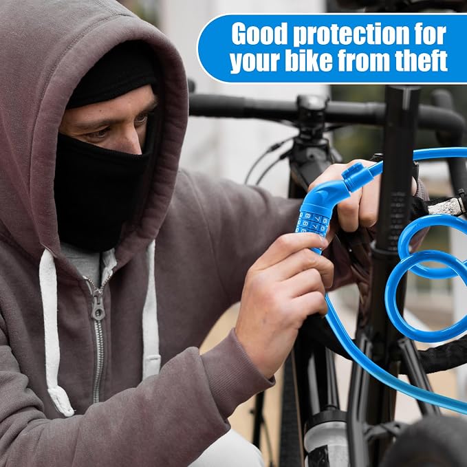 Hotop 8 Pcs Bike Locks Bulk High Security 4 Digit Heavy Duty Bicycle Cable Locks with Mounting Bracket 4 Ft Resettable Coiling Bike Lock with Combination, 1/2 Inch Diameter(Blue)