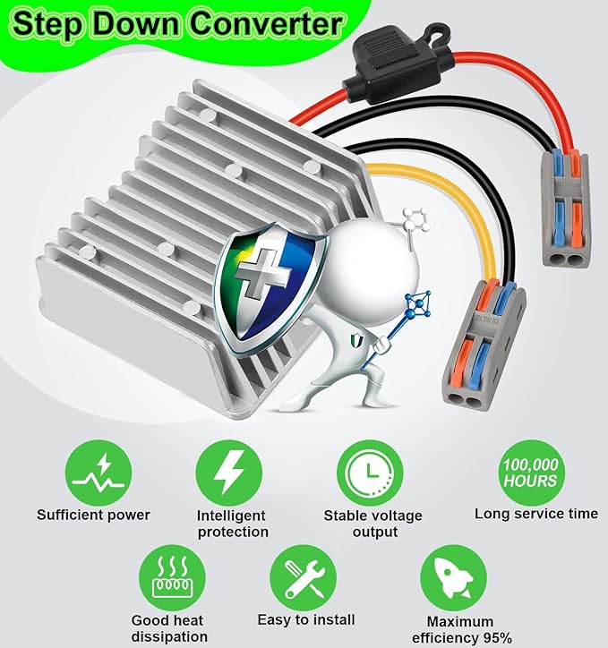10A 120W Golf Cart 18V 20V 24V 36V 48V Step Down to DC 12V Converter Voltage Regulator Reducer Power Buck Converter Waterproof Transformer