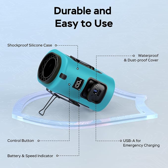 AMACOOL Mini Portable Waist Fan Clip on, Gifts for Father Him Men Dad Husband, 13000RPM Rapid-Cooling Personal Neck Fans, Wearable Shirt Belt Fan for Women Men Outdoor Work Jobsite Travel Camping