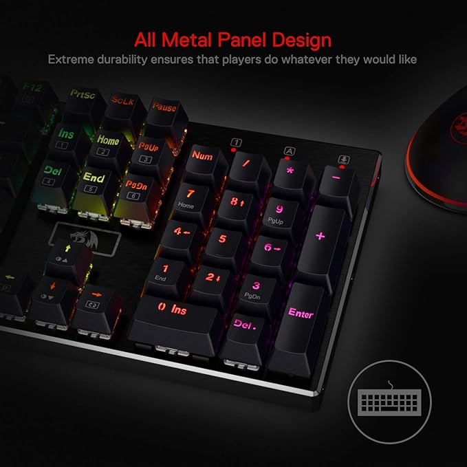 Redragon K556 RGB LED Backlit Wired Mechanical Gaming Keyboard, 104 Keys Hot-Swap Mechanical Keyboard w/Aluminum Base, Upgraded Socket and Noise Absorbing Foams, Quiet Linear Red Switch