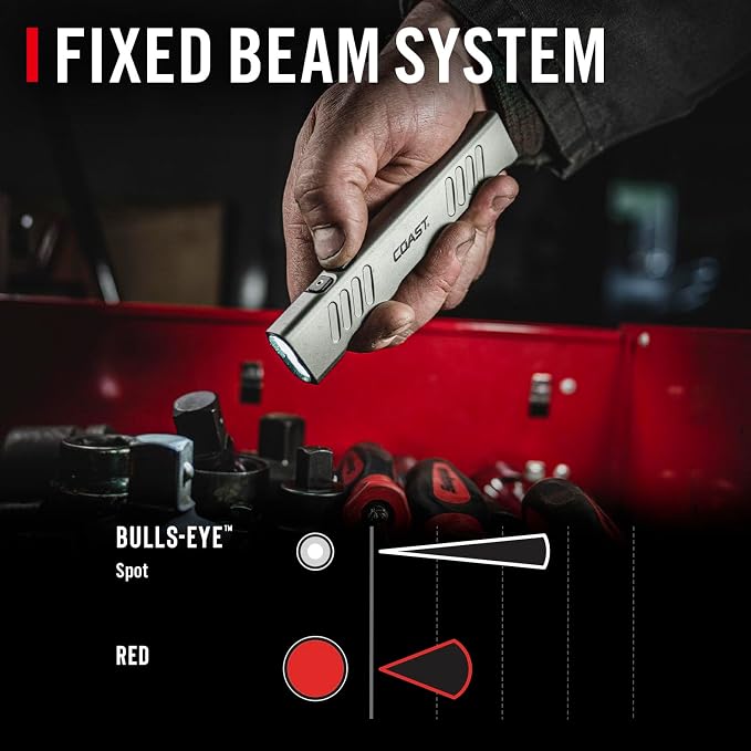 Coast Slayer RED 1000 Lumen USB-C Rechargeable LED Flashlight with Red Mode, Spot/Flood, Memory Mode and Pocket Clip