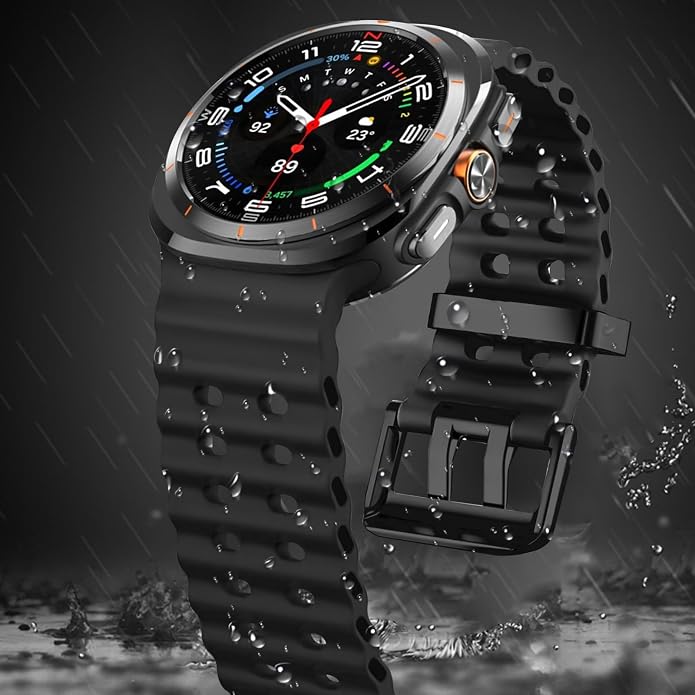 Sport Silicone Bands Compatible for Samsung Galaxy Watch Ultra 47mm (2025/2024), Breathable Wristband Waterproof Replacement Soft Silicone Strap for Men Women