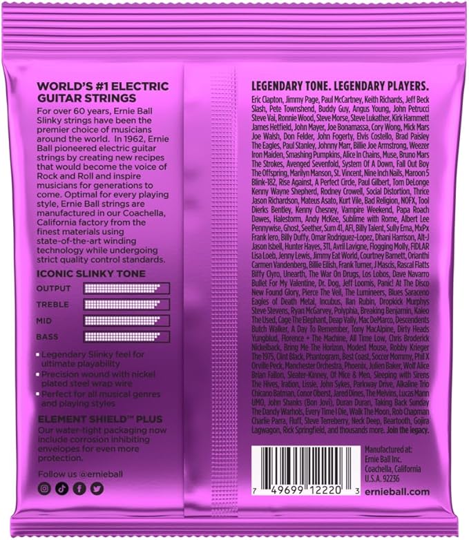 Ernie Ball Power Slinky Nickel Wound Electric Guitar Strings, 11-48 Gauge (P02220)