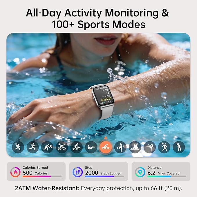 Tensky Smart Watch for Women/Men, 1.85'' HD Activity Smartwatch for iPhone/Android/Samsung, 100+ Sport Modes Fitness Tracker (Answer/Make Call), Alexa Built-in,Sleep/Heart Rate/SpO2 Monitor/Waterproof