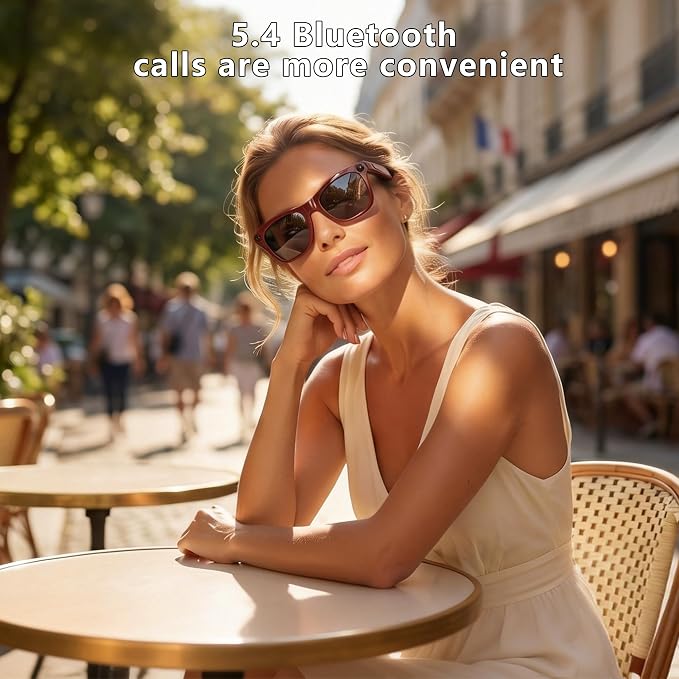 EarlySincere 2026 Ai Smart Glasses for Men Women, 8mp 4k Hd Camera Glasses, 410mah Battery, Supports Photo/Video/Audio Recording, Ai Voice Control, Ai Glasses with Bluetooth Calling(Porto red)