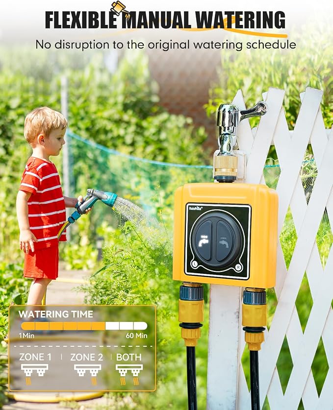 RAINPOINT WiFi Water Timer with WiFi Soil Moisture Sensor, WiFi Hose Timer for Lawn,WiFi Sprinkler Controller via APP/Voice Control,Automatic Watering System