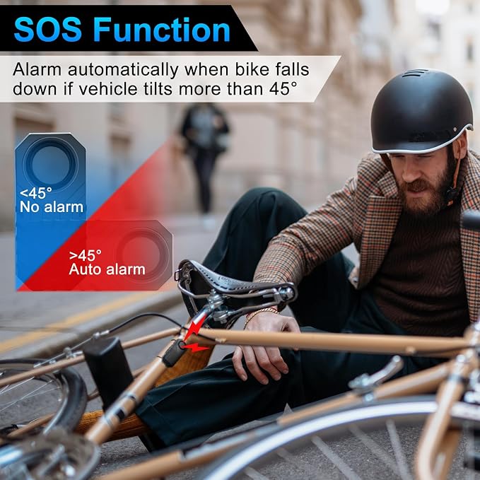 USUPERINK Bike Alarm, Bike Alarms for Ebikes, Anti Theft Wireless Vibration Sensor Alarm for Motorcycle Electric Scooter Moped Trailer Car Mailbox Garage Door 113dB Super Loud IP65 Waterproof