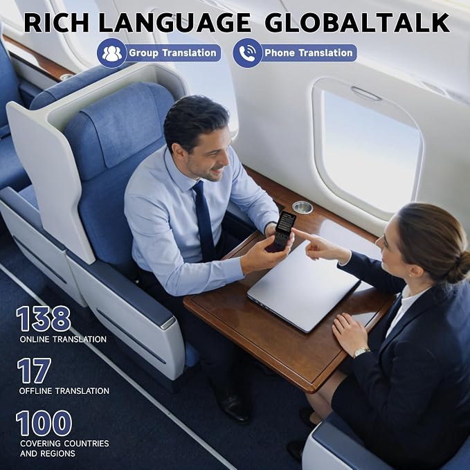 Language Translator Device, Voice Ai Translator Device T21 Wi-Fi Available, Two-Way 138 Languages 2026 Instant Translator Offline Recording Photo Translation Device for Business Travel Study