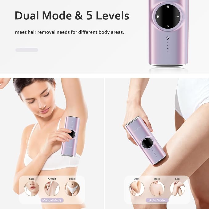 BeautyGlow Laser Hair Removal Device for Women, At Home IPL Hair Remover with Ice Cooling Technology for Face and Body, Painless & Long-Lasting Results