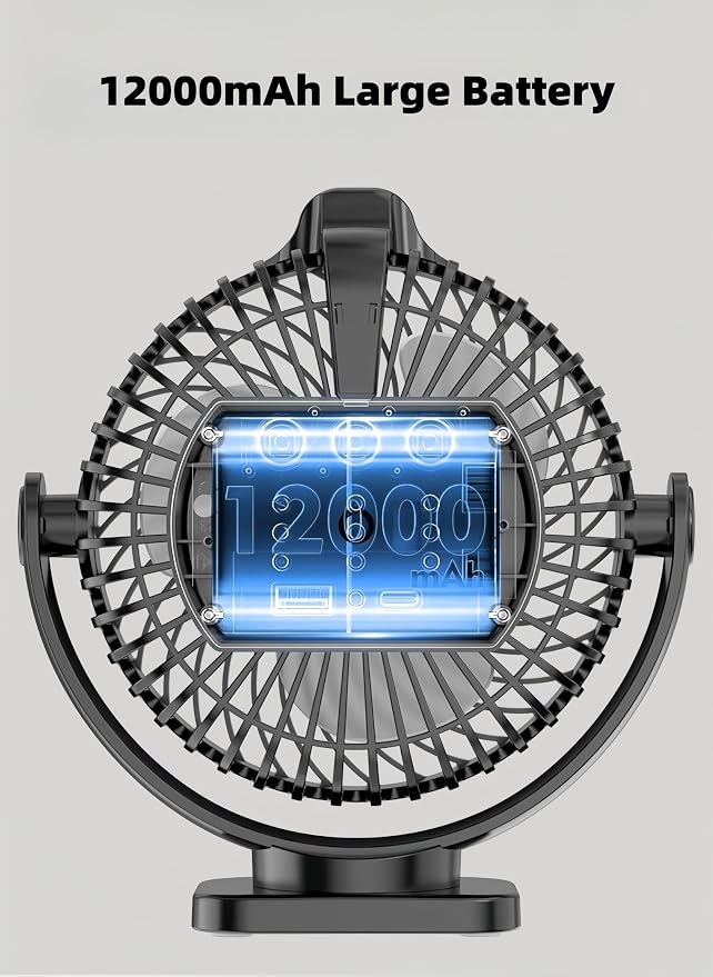 Magnetic Cruise Approved Fan with LED Display, 12000mAH Battery Operated Fan, Timer & Light, Fits for Cruise Ship Cabin, Sleeping, Camping, Travel & Cruise Essentials 2026