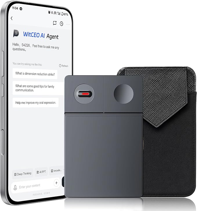 AI Voice Recorder with Real-Time AI Chat & Auto Transcribe – AI Noise Cancellation, One-Click Generate, 64GB Digital Note Taker for Meetings Lectures, Supports 126+ Languages, App Control